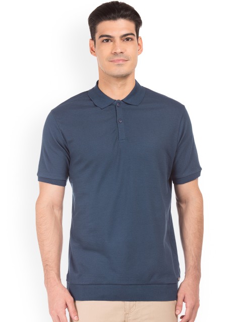 

Cherokee Men Navy Blue Solid Polo Collar T-shirt