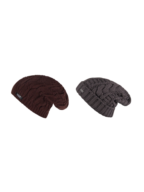 

NOISE Unisex Pack of 2 Maroon & Lavender Self Design Beanie