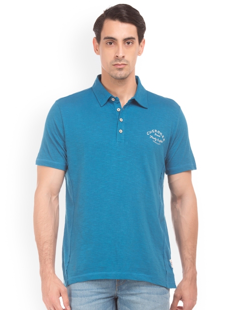 

Cherokee Men Blue Solid Polo Collar T-shirt