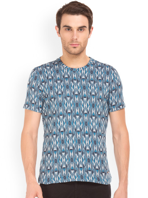 

Cherokee Men Blue Printed Round Neck T-shirt