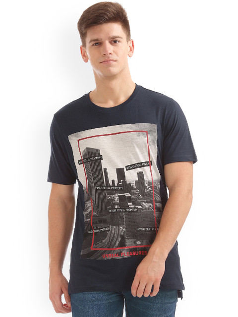 

Colt Men Navy Blue Printed Round Neck T-shirt
