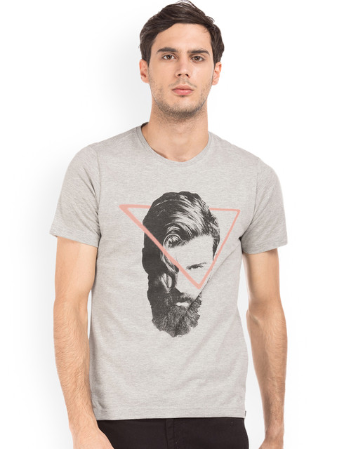 

Colt Men Grey Printed Round Neck T-shirt