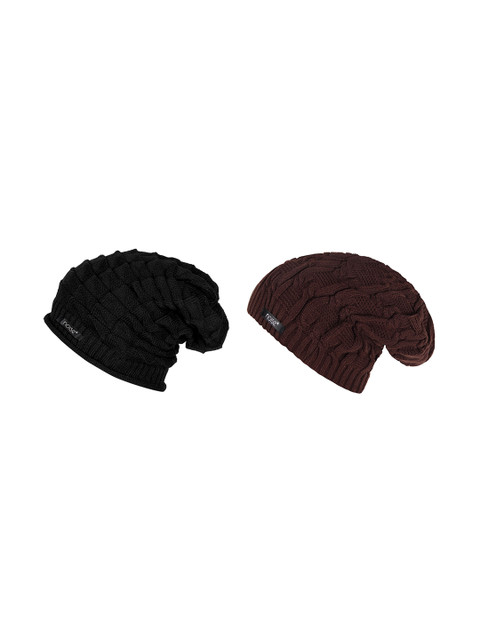 

NOISE Unisex Black & Brown Solid Beanie
