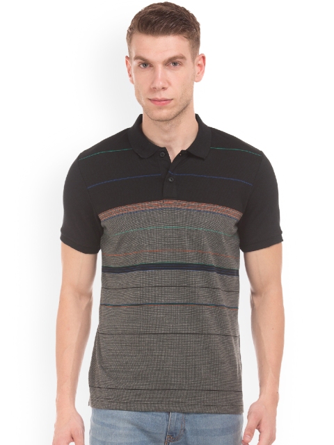 

Ruggers Men Black Striped Polo Collar T-shirt