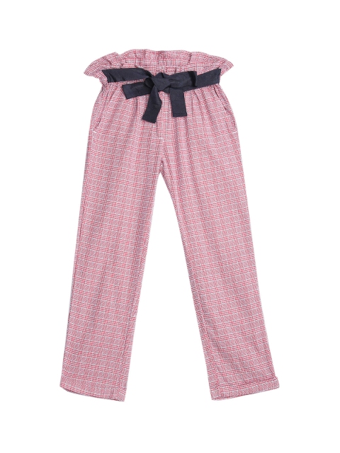 

Blue Giraffe Boys Red & Off-White Comfort Regular Fit Checked Parallel Trousers