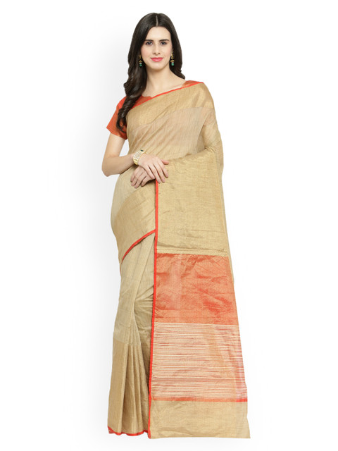 

Shaily Beige Solid Silk Cotton Saree