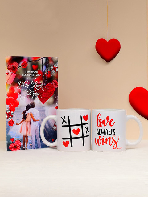 

Archies Love Gifts 1st Valentines Day Special Set of 2 Ceramic Mugs & Greeting Card Gift Combo, White