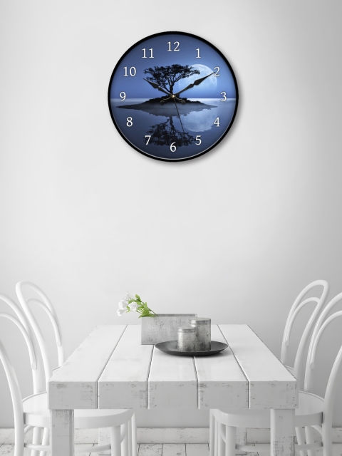 

999Store Blue Round Printed Analogue Wall Clock