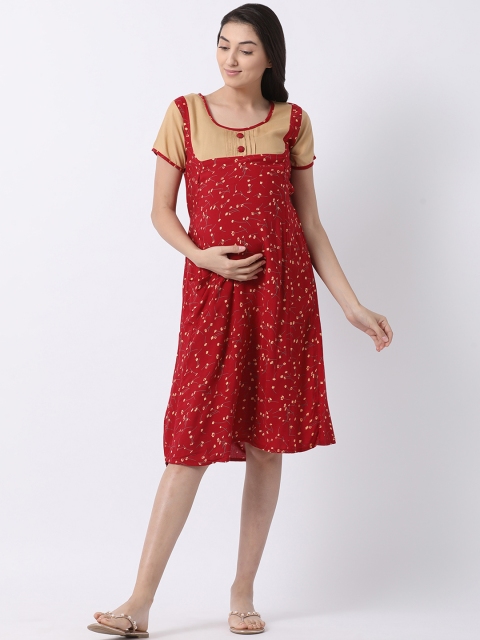 

GOLDSTROMS Women Red Maternity Printed Sheath Dress