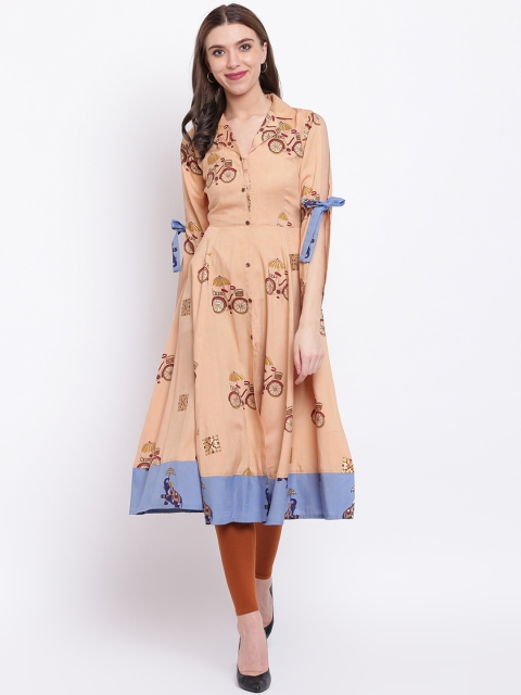 

La Firangi Women Brown Printed Anarkali Kurta