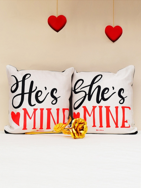 

Archies Love Gifts Set of 2 Multicoloured Printed Cushions & 24K Golden Rose Set, Multi