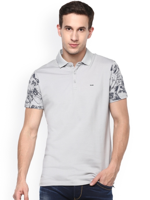 

SPYKAR Men Grey Printed Slim Fit Polo Collar T-shirt