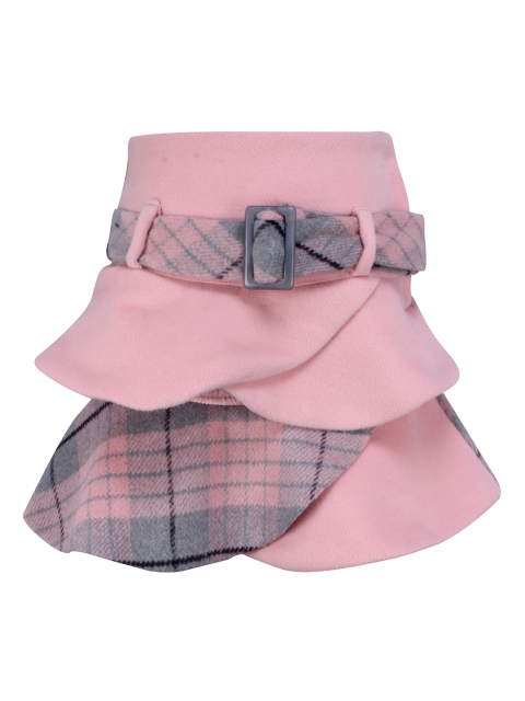 

CUTECUMBER Girls Pink Checked Flared Skirt