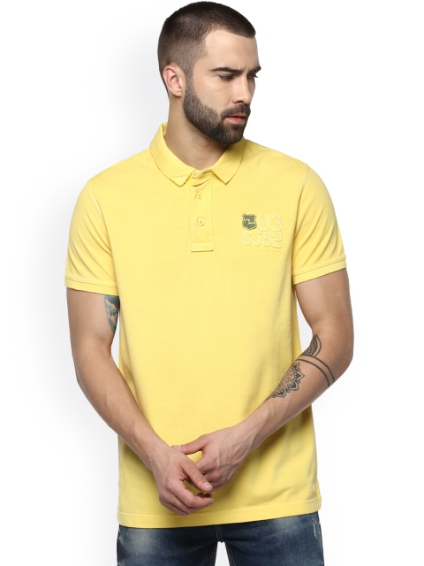 

SPYKAR Men Yellow Solid Slim Fit Polo Collar T-shirt