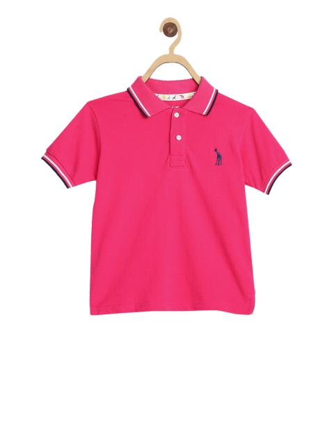 Blue Giraffe Boys Pink Solid Polo Collar T-shirt