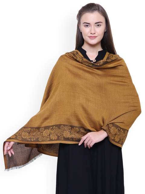 

Anekaant Women Mustard Yellow Woven Design Shawl