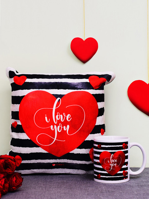 

Archies Love Gifts Black & White Printed Quotation Mug & Cushion Set