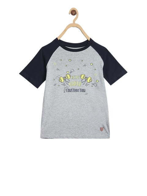 

Blue Giraffe Boys Grey Printed Round Neck T-shirt