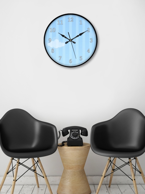 

999Store Blue Round Printed Analogue Wall Clock