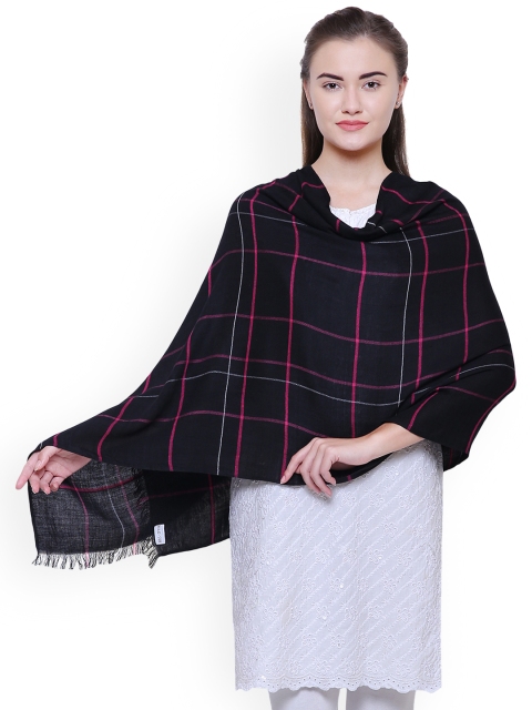 

Anekaant Women Black Woven Design Shawl