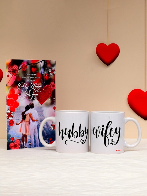 

Archies Love Gifts 1st Valentines Day Special Set of 2 Ceramic Mugs & Greeting Card Gift Combo, White