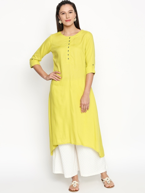

RANGMANCH BY PANTALOONS Women Yellow Solid A-Line Kurta
