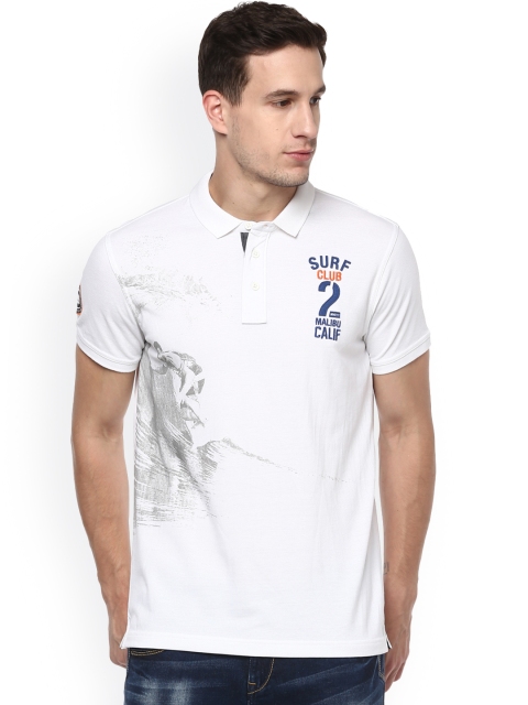 

SPYKAR Men White Printed Slim Fit Polo Collar T-shirt