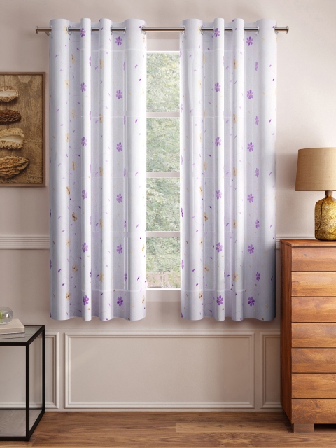 

Cortina Purple Set of 2 Embroidered Sheer Window Curtains
