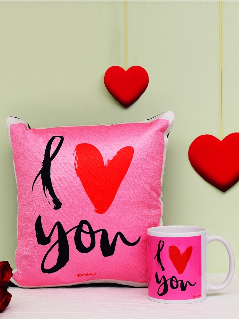 

Archies Love Gifts Pink Printed Quotation Mug & Cushion Set