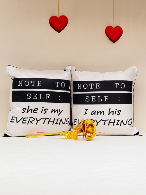 

Archies Love Gifts Set of 2 Multicoloured Printed Cushions & 24K Golden Rose Set, Multi