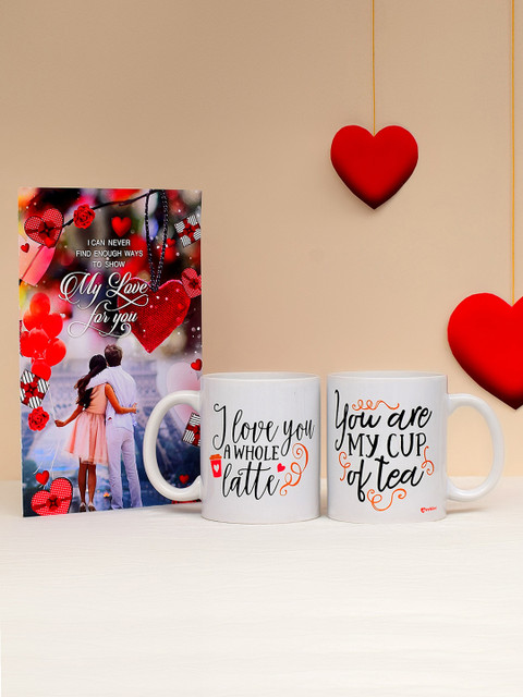 

Archies 1st Valentines Day Special Set of 2 Ceramic Mugs & Greeting Card Gift Combo, White
