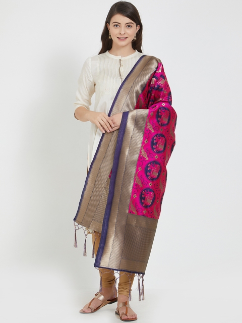 

Faserz Pink Woven Design Dupatta