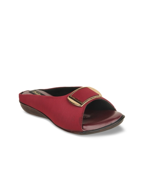 

Shoetopia Women Red Solid Open Toe Flats