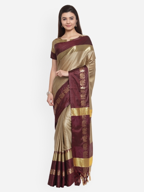 

Shaily Beige Solid Silk Cotton Saree