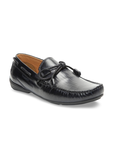 

Bugatti Men Blue Textured Leather Loafers