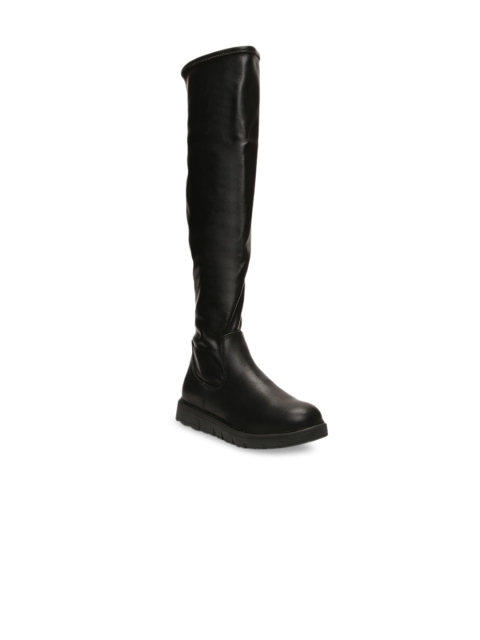 

Bugatti Women Black Solid Synthetic High-Top Flat Boots