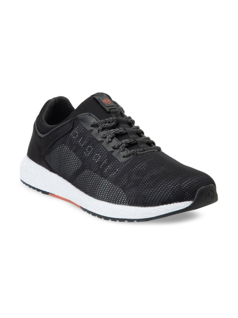 

Bugatti Men Black Solid Textile Mid-Top Sneakers