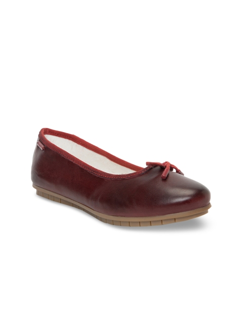 

Bugatti Women Burgundy Solid Synthetic Patent Ballerinas