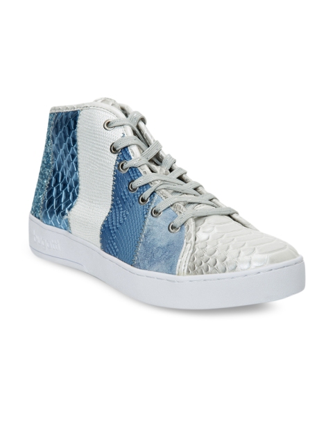 

Bugatti Women Silver-Toned Colourblocked Synthetic Mid-Top Sneakers