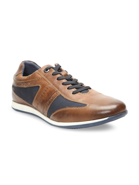 

Bugatti Men Brown & Blue Textured Leather Sneakers