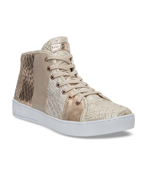 

Bugatti Women Gold-Toned Solid Synthetic Mid-Top Sneakers
