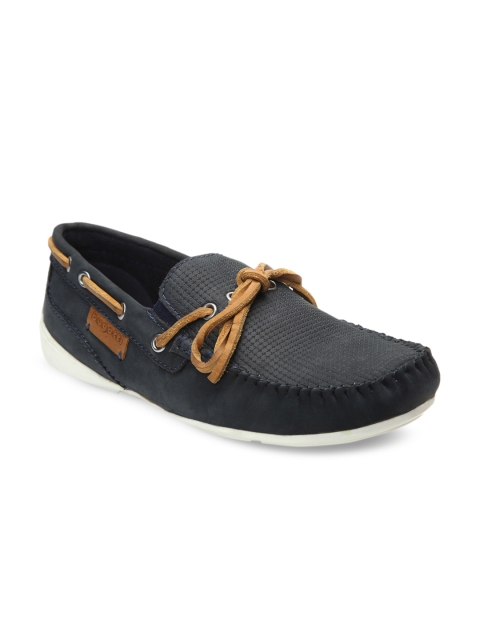 

Bugatti Men Blue Textured Leather Loafers