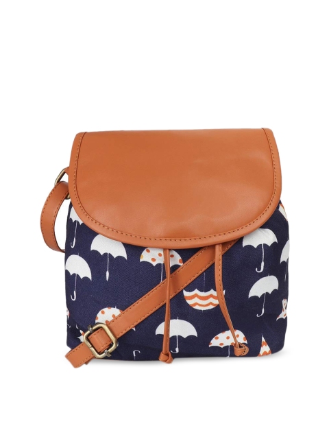 

Lychee bags Blue Printed Sling Bag
