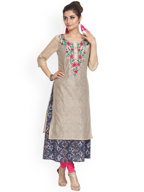 

Alena Women Off-White Embroidered Straight Kurta