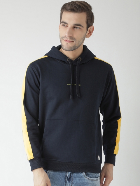 

GRIFFEL Men Navy Blue Solid Hooded Sweatshirt