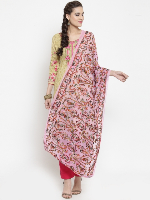 

mf Pink Embroidered Dupatta