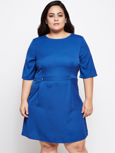 

Oxolloxo Women Blue Solid Fit and Flare Dress