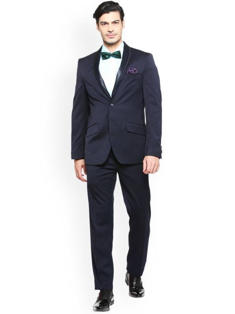 

Van Heusen Mens Navy Blue Solid Slim Fit Single-Breasted Formal Suit