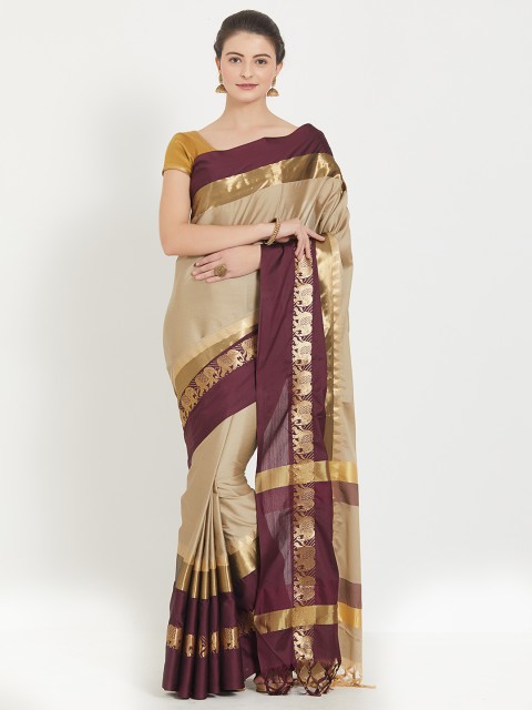 

Rajesh Silk Mills Beige Solid Saree