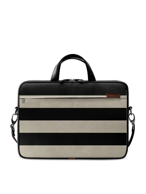 

DailyObjects Unisex Black & Beige Striped Compact Messenger Bag